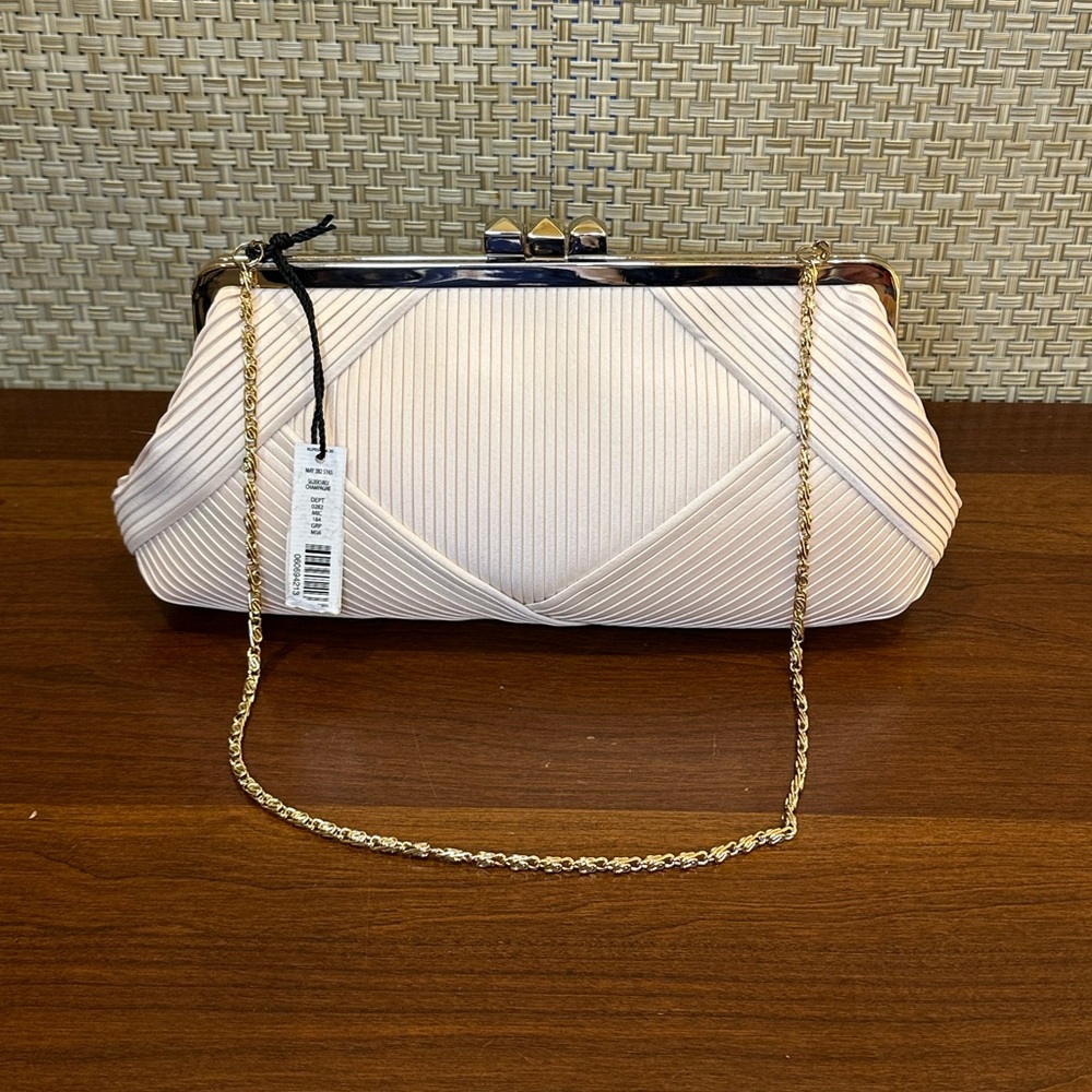 🌟HP🌟VTG 1980-90s Kate Landry Pleated Champagne Satin 3-Way Convertible Bag